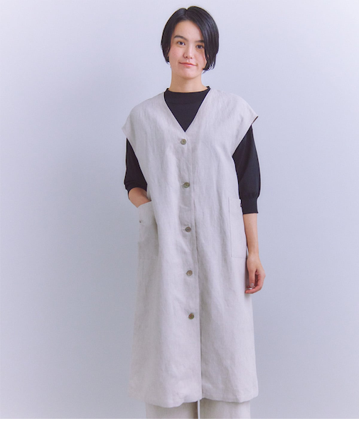 Linen Chambray ロングジレワンピース