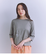 Mercerization Jersey チェーン刺繍Tシャツ