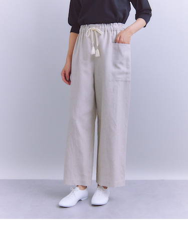 Linen Chambray ドロストサイドポケットパンツ