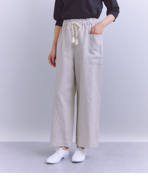 Linen Chambray ドロストサイドポケットパンツ