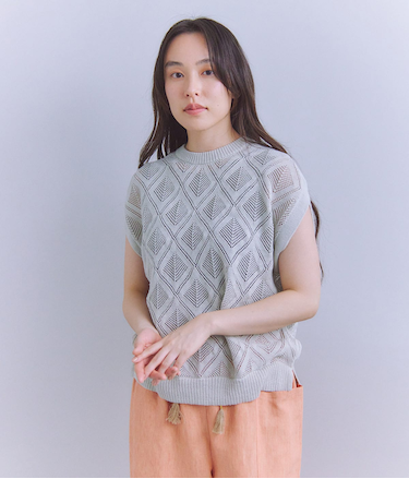 Linen Polyester Yarn レース編みノースリーブニット