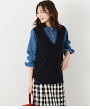 片畦ニットベスト