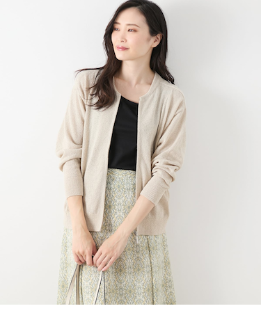 和紙ポリエステル ジップアップニットブルゾン
