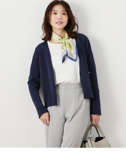 コットンナイロンミラノリブ Wブレストニットジャケット