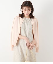 アセテートナイロン天竺 クルーネックカーディガン