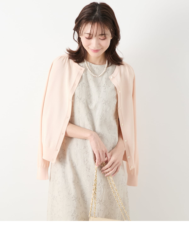 アセテートナイロン天竺 クルーネックカーディガン