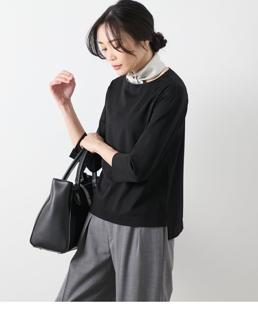 レーヨンナイロンジャージー 7分袖クルーネックカットソー