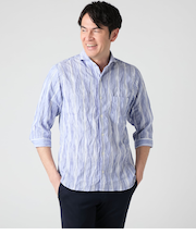 ピンタックコードレーン 七分袖カッタウェイカラーシャツ