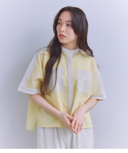 Sheer Jacquard レース切替ブラウス