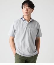 【吸水速乾】COOL COMFORT ワッシャーニューヨーカータータン布帛襟 カッタウェイカラーポロシャツ