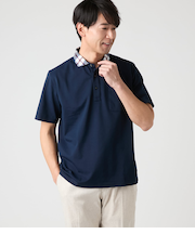 【吸水速乾】COOL COMFORT ワッシャーニューヨーカータータン布帛襟 カッタウェイカラーポロシャツ