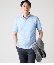 【吸水速乾】COOL COMFORT ヘリンボン 前開きカッタウェイポロシャツ