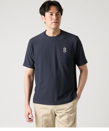 【吸水速乾】COOL COMFORT ニューヨーカータータン ブロックインレイ 半袖 クルーネックTシャツ