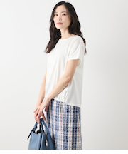 コットンナイロントリコット 前裾ドロストプルオーバー