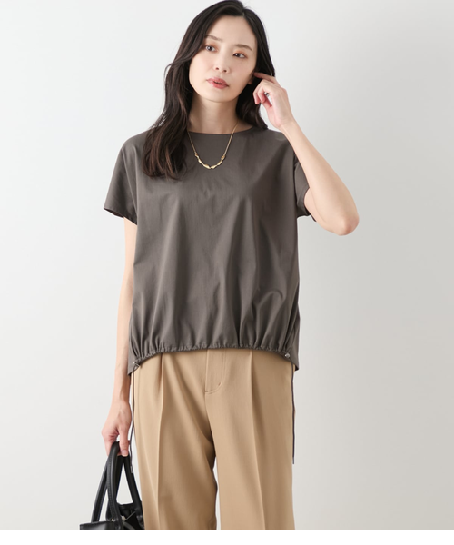 NEWYORKER / ニューヨーカー コットンナイロントリコット 前裾ドロストプルオーバー コットンナイロントリコット 前裾ドロストプルオーバー
