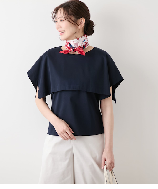 【接触冷感】コットンスムース ケーププルオーバー