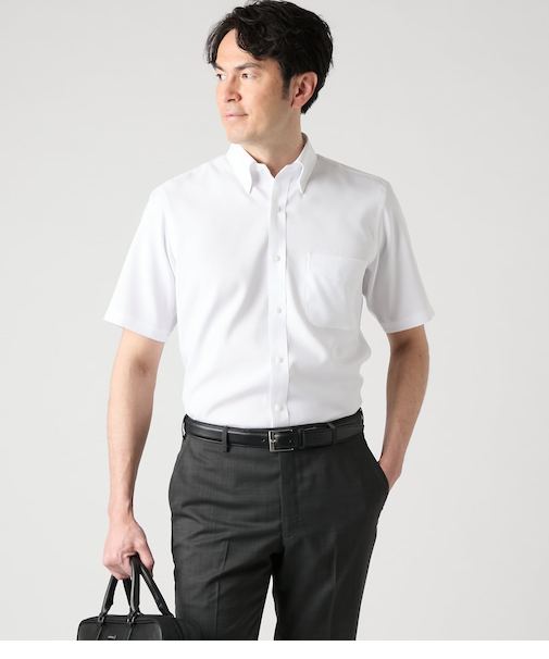 【吸水速乾・防シワ】FLEXY オックス 半袖ボタンダウンシャツ