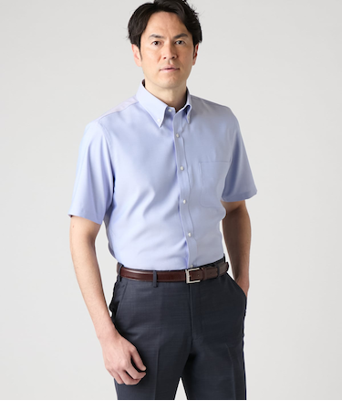 【吸水速乾・防シワ】FLEXY オックス 半袖ボタンダウンシャツ