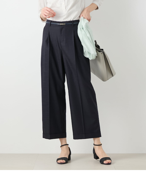 ニューヨーカー（NEWYORKER）/【ウォッシャブル】リネンライクストレッチ ワンタックワイドパンツ ウォッシャブル】リネンライクストレッチ ワンタックワイドパンツ