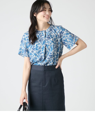 シャドーフラワー ラウンドタックブラウス