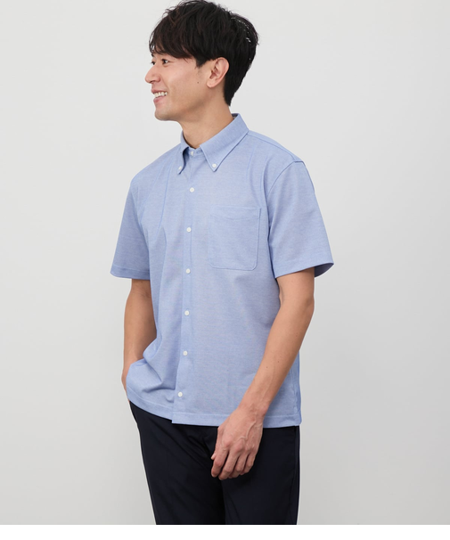 【吸水速乾】COOL COMFORT エイトロック鹿の子 前開きボタンダウンポロシャツ