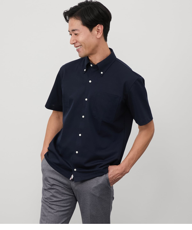 【吸水速乾】COOL COMFORT エイトロック鹿の子 前開きボタンダウンポロシャツ