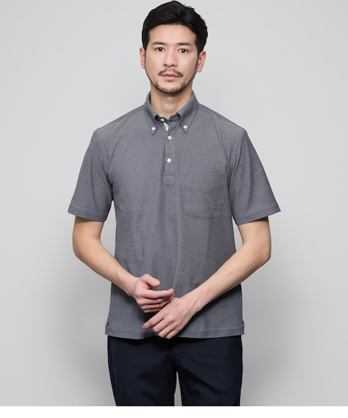 I cotoni di Albini 半袖ボタンダウンポロシャツ