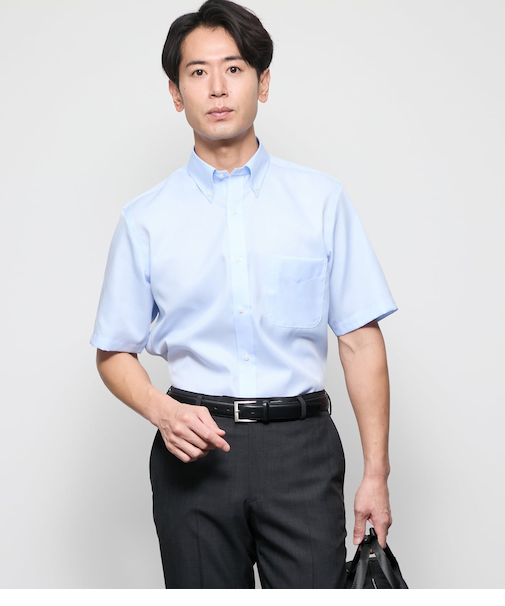 NY CARE FREE ドビー 半袖ボタンダウンシャツ