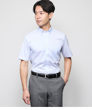 【吸水速乾】COOL COMFORT・Easy Care ストライプ 半袖ボタンダウンシャツ