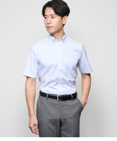【吸水速乾】COOL COMFORT・Easy Care ストライプ 半袖ボタンダウンシャツ