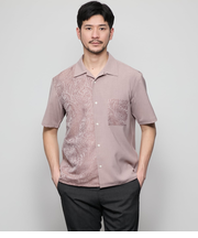 ジャカードクレイジーパターン 半袖オープンカラーシャツ