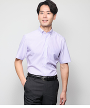 【吸水速乾・防シワ】FLEXY ロンドンストライプ 半袖ボタンダウンシャツ