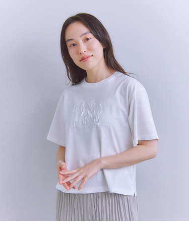 Mercerization Jersey Flowerコード刺繍Tシャツ