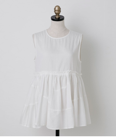 Cotton Stripe Dobby ランダムカットブラウス