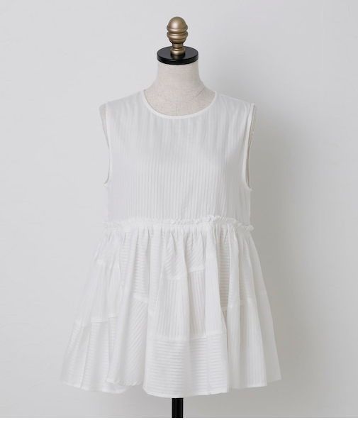 Cotton Stripe Dobby ランダムカットブラウス