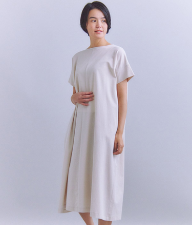 Pique Sucker Jersey タックドレープワンピース