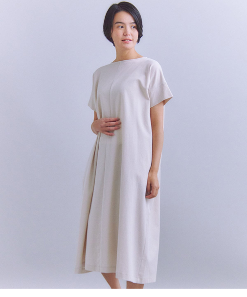 Pique Sucker Jersey タックドレープワンピース