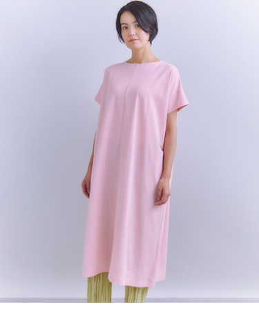 Pique Sucker Jersey タックドレープワンピース