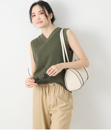 リネンライクワッフル Vネックノースリーブプルオーバー