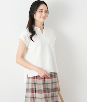 コットンブークレー スキッパーニットポロシャツ