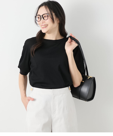 シアーストレッチジャカード 5分袖プルオーバー