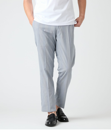 【ウォッシャブル・吸水速乾】COOL COMFORT グレンチェックサッカーストレッチ ウエストアジャストパンツ