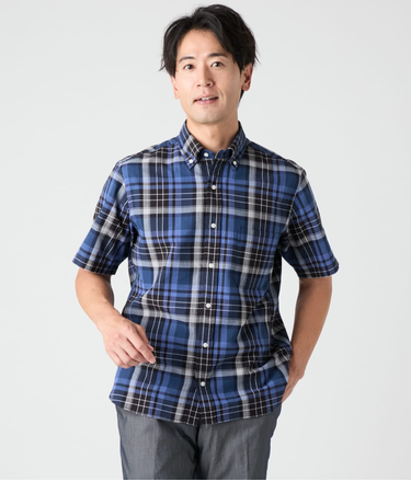 サッカービッグタータン 半袖ショートボタンダウンシャツ