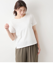 【吸水速乾】格子サッカージャカードシルケット クルーネックカットソー