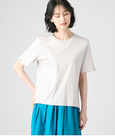 【接触冷感】コットンスムース 半袖ラメステッチＴシャツ