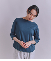 ［LOTUS］Urtla High Gauge Rib 6分袖 ボートネックプルオーバー