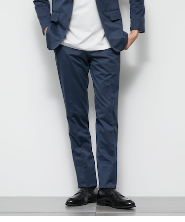 【ストレッチ・ウォッシャブル】MOVING COMFORT ヘリンボーン スラックス(セットアップ対応)