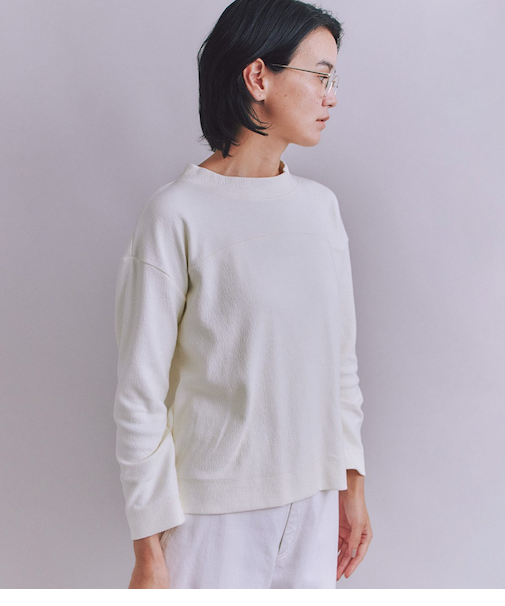 Crepe Double Face Knit 切替えボトルネックプルオーバー