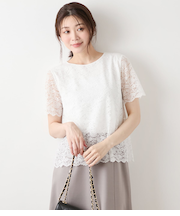 TR天竺フラワーレース 半袖プルオーバー