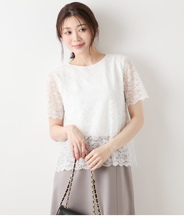 TR天竺フラワーレース 半袖プルオーバー